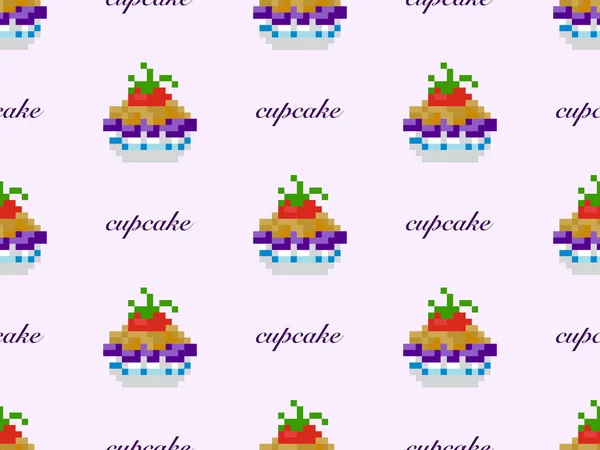Cupcake Cartoon Character Seamless Pattern Purple Background — Stock fotografie
