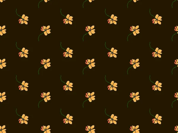 Flower cartoon character seamless pattern on brown background.