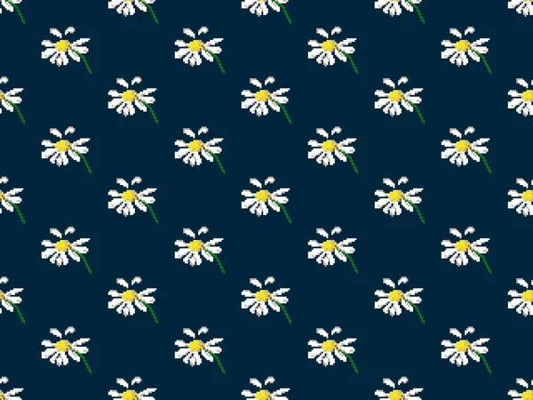 Flower cartoon character seamless pattern on blue background.