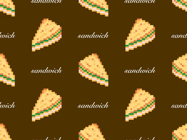 Sandwich cartoon character seamless pattern on brown background.