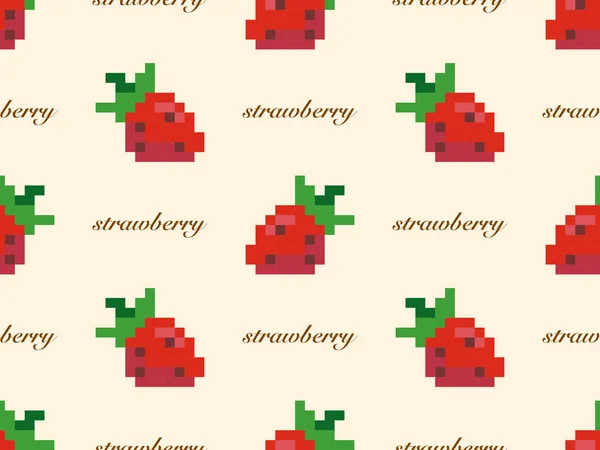 Strawberry cartoon character seamless pattern on yellow background