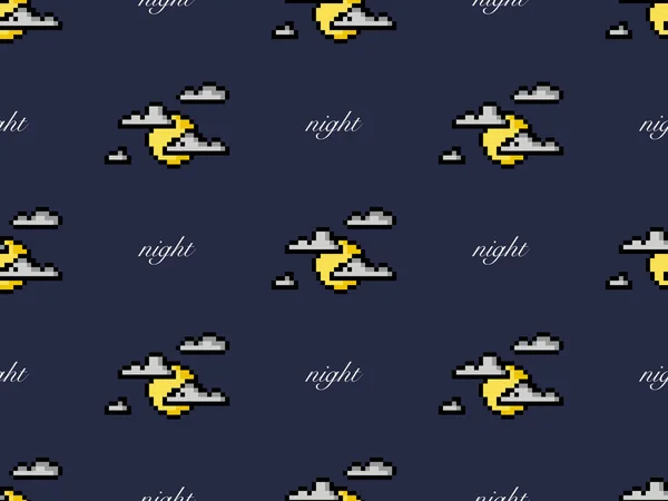 Night Seamless Pattern Blue Background Pixel Style — Stockfoto