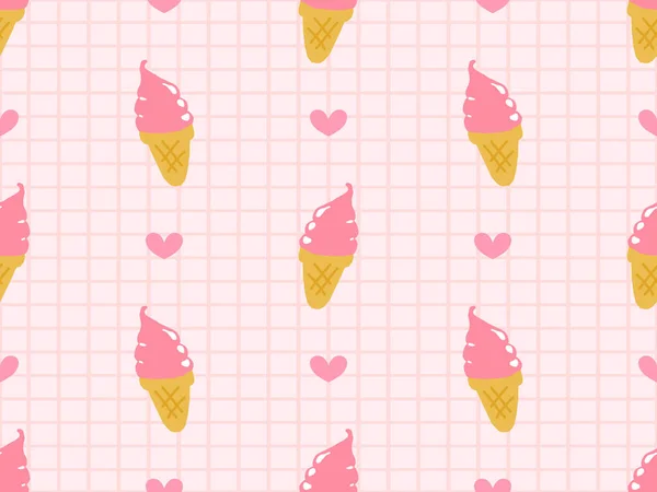 Ice Cream Cartoon Character Seamless Pattern Pink Background — Stockfoto