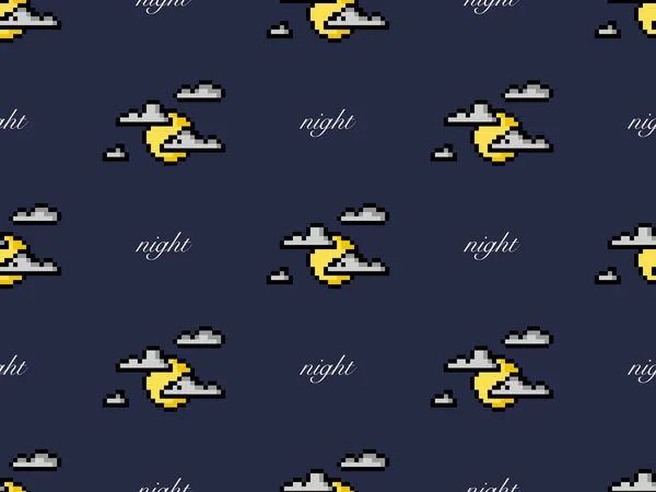 Night Seamless Pattern Blue Background Pixel Style — Stockový vektor