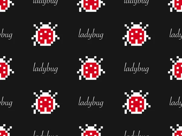 Ladybug Cartoon Character Seamless Pattern Black Background — Stok fotoğraf