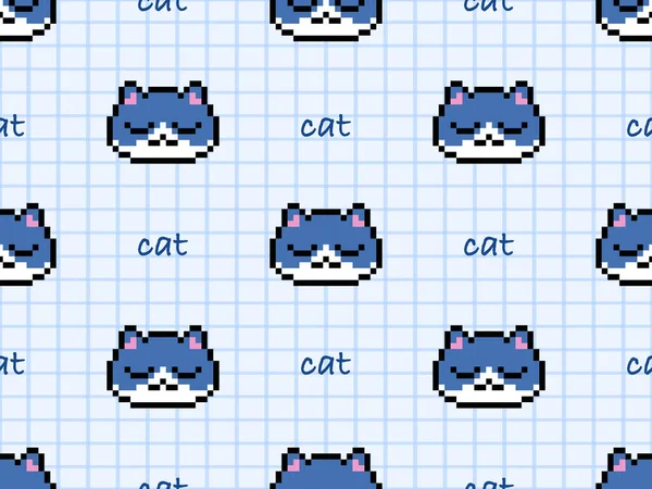 Γάτα Καρτούν Χαρακτήρα Αδιάλειπτη Μοτίβο Μπλε Φόντο — Διανυσματικό Αρχείο