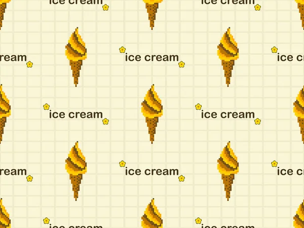 Ice Cream Cartoon Character Seamless Pattern Yellow Background — 스톡 사진