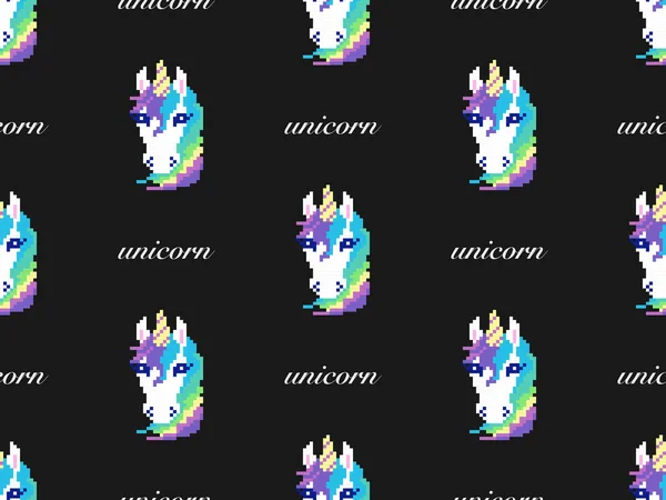 Unicorn Cartoon Character Seamless Pattern Black Background — Zdjęcie stockowe