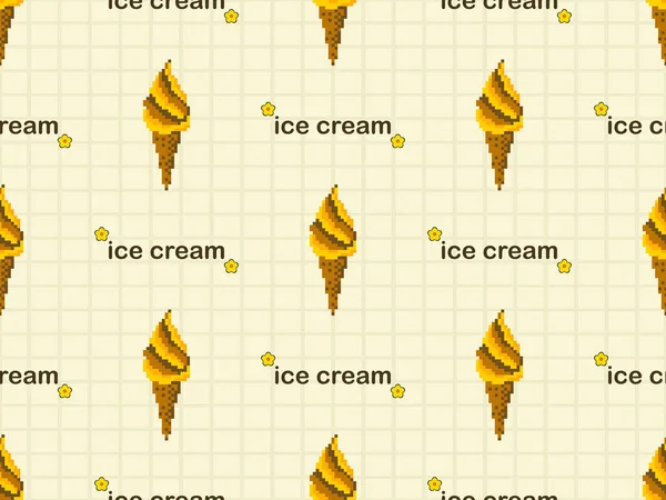 Zmrzlina Kreslený Znak Bezešvé Vzor Žlutém Pozadí — Stockový vektor