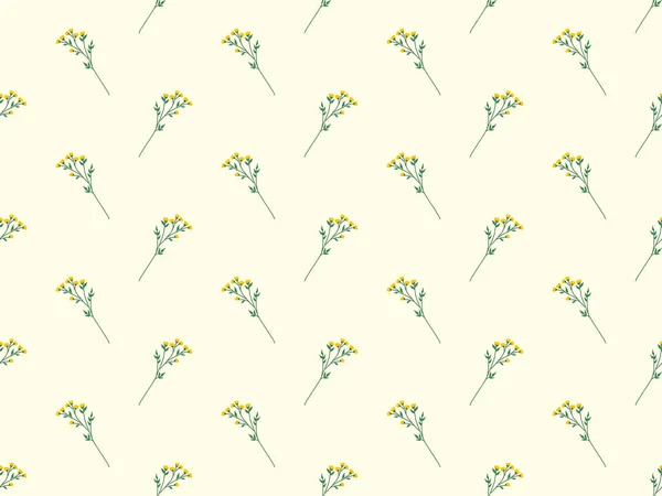 Květina Kreslený Znak Bezešvé Vzor Žlutém Pozadí — Stock fotografie