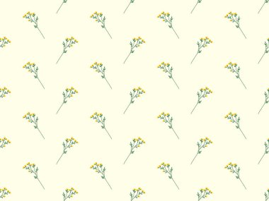 sarı arkaplanda kusursuz desenli çiçek çizgi film karakteri