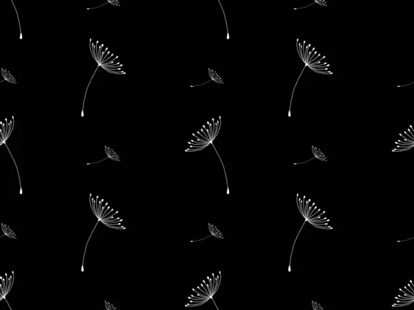 Květina Kreslený Znak Bezešvé Vzor Černém Pozadí — Stock fotografie