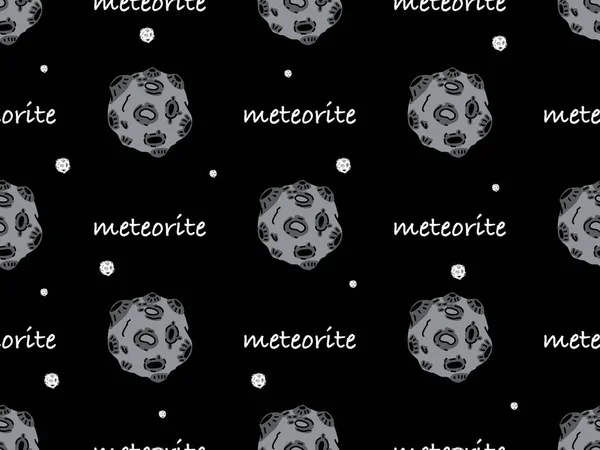 Meteorit Kreslený Znak Bezešvé Vzor Černém Pozadí — Stock fotografie
