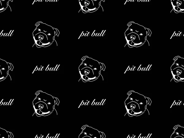 Pitbull Kreslený Znak Bezešvé Vzor Černém Pozadí — Stock fotografie