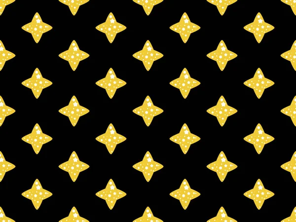 Gwiazdy Postać Kreskówki Bezszwowy Wzór Czarnym Tle — Zdjęcie stockowe