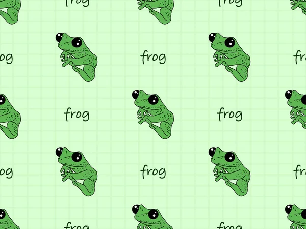 Frog Cartoon Character Seamless Pattern Green Background — Stockfoto