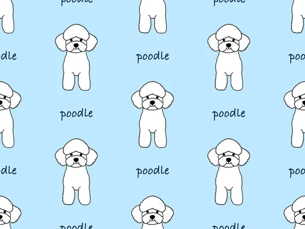 Poodle Personaje Dibujos Animados Patrón Sin Costuras Sobre Fondo Azul —  Fotos de Stock