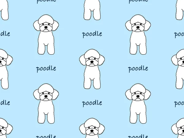 Poodle Personaje Dibujos Animados Patrón Sin Costuras Sobre Fondo Azul — Archivo Imágenes Vectoriales