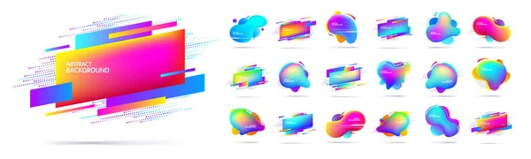 Gran Conjunto Banderas Geométricas Fluidas Modernas Abstractas Multicolores Formas Dinámicas — Vector de stock
