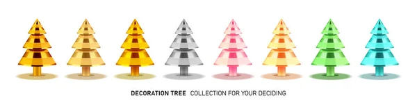 Grande Conjunto Árvores Natal Multicoloridas Vetoriais Coleção Árvores Natal Douradas — Vetor de Stock