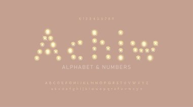 Dekoratif ampullü alfabe ve yazı tipi. Sokak lambası çelenkleri