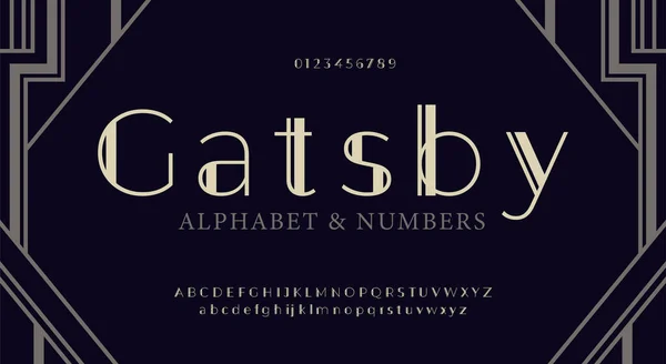 Élégante Police Alphabet Style Art Déco Fonte Alphabet Gatsby Ensemble — Image vectorielle