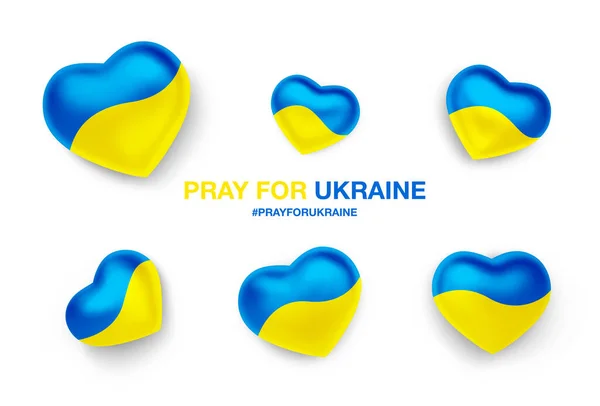 Serca Flagą Ukrainy Ukraińskie Serce Gotowe Módlcie Się Pokój Ukrainie — Wektor stockowy