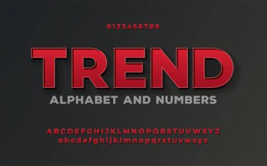 Modern kırmızı hacimli 3d yazı tipi ve alfabe içinde boşluk var. Neon lambası olmayan kalın harfler. Vektör illüstrasyonu