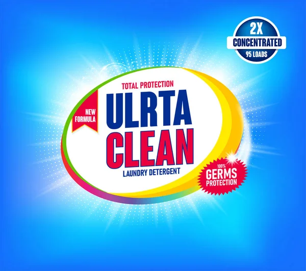 Colorful Laundry Detergent Template Mockup Cleaning Service Package Design Washing — Stock vektor
