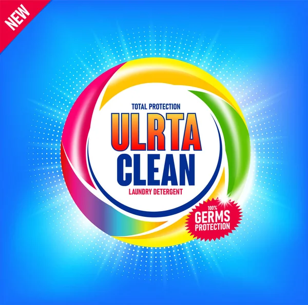 Colorful Laundry Detergent Template Mockup Cleaning Service Package Design Washing — Stock Vector