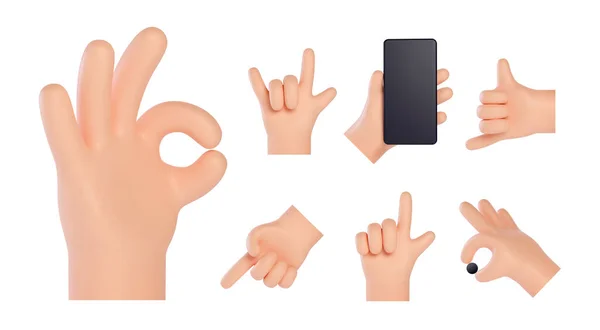 Set Hands Showing Different Gestures High Quality Hands Gestures Friendly — ストックベクタ