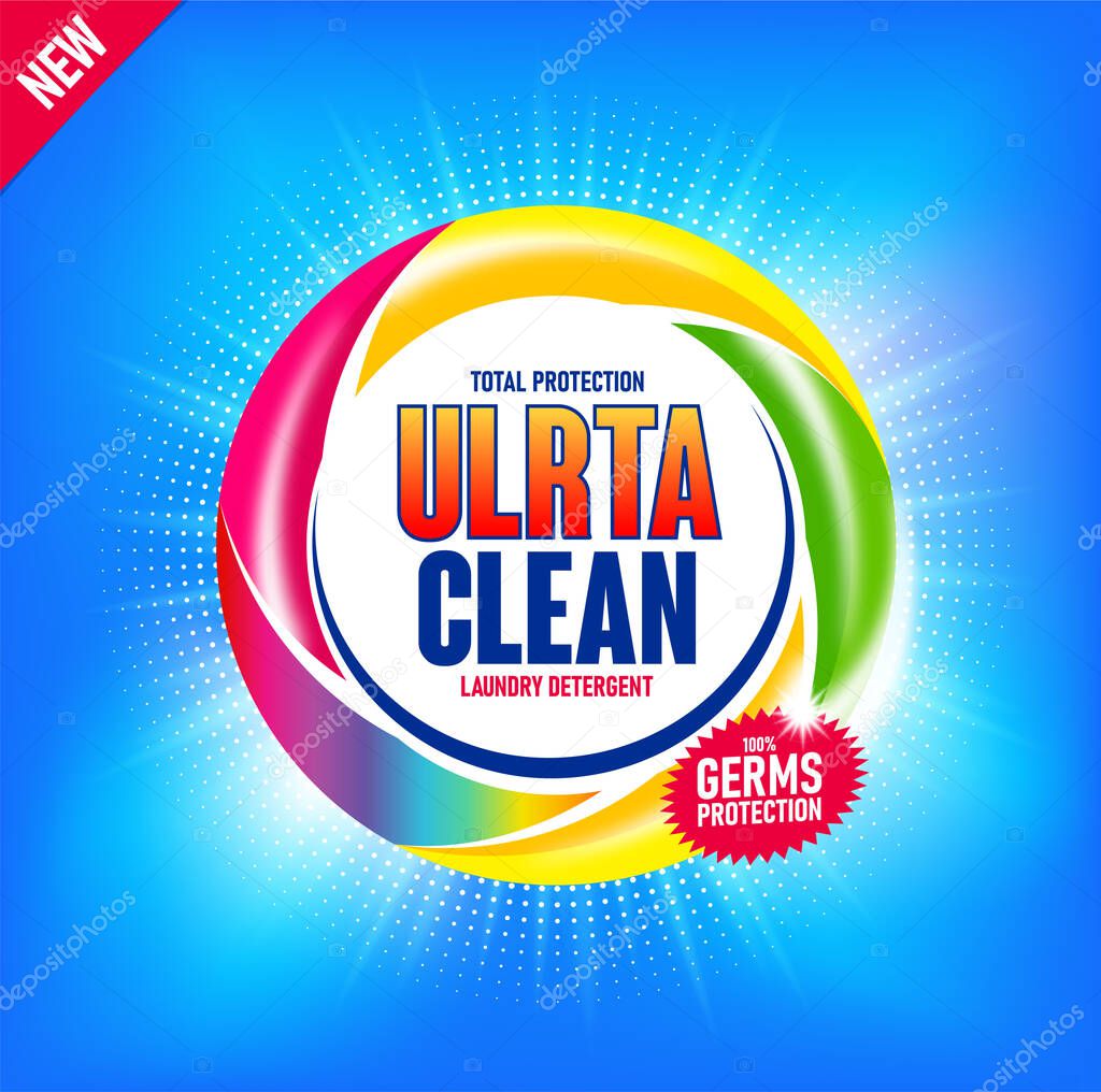Colorful laundry detergent template mockup for Cleaning service. package design. Washing Powder and Liquid Detergents ready for branding and ads design. aring for colored items