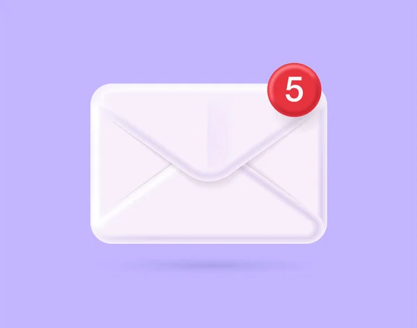 White Mail Envelope Red Marker Message Mail Icon Notification Unread — Διανυσματικό Αρχείο