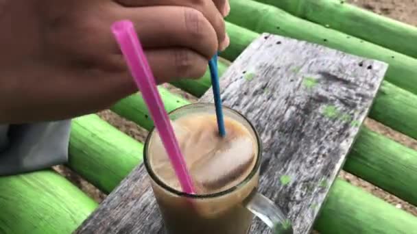 Fresh Iced Coffee Cold Drink Thirst Quencher — Stock Video