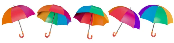 Állítsa Színes Esernyő Ikon Elszigetelt Fehér Alapon Különböző Szög Mágikus — Stock Fotó