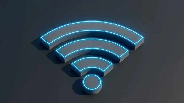 Wifi符号 无线网络符号3D图标设计理念 3D渲染 — 图库照片
