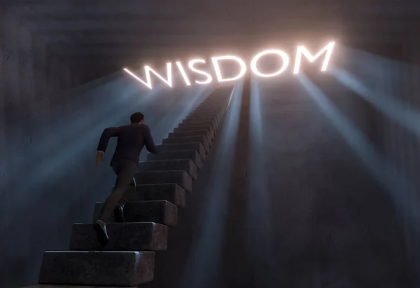 Αντίληψη Επιχειρηματία Τρέχει Μέχρι Σκάλες Για Κυνηγούν Σοφία Στο Σκοτεινό — Φωτογραφία Αρχείου
