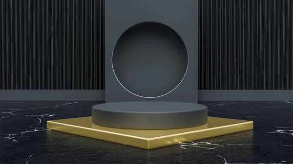 Background Vector Black Gold Rendering Podium Empty Dark Light Platform — стоковое фото