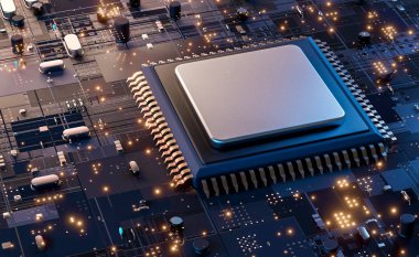 3D illustration 5g technology smart motherboard chip creative ma
