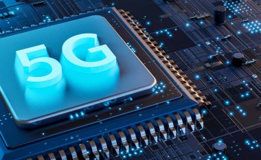 5G teknoloji çip işlemci arka plan devre iletişim teknolojisi yüksek hızlı mobil internet, yeni nesil ağlar. İş, modern teknoloji, İnternet ve ağ kurma kavramı.