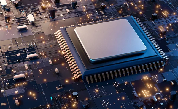 3D illustration 5g technology smart motherboard chip creative ma