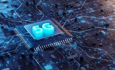 5G teknoloji çip işlemci arka plan devre iletişim teknolojisi yüksek hızlı mobil internet, yeni nesil ağlar. İş, modern teknoloji, İnternet ve ağ kurma kavramı.