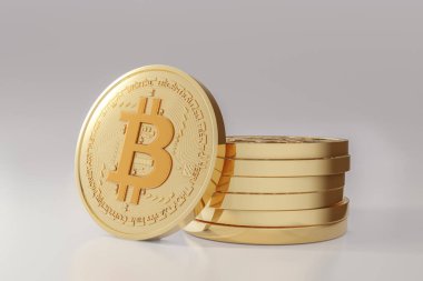 Şifreli para birimi işi. Bitcoin finans kavramı beyaz arkaplanda izole