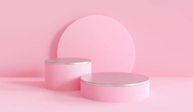Boş silindir moda podyumu, boş kaide, sahne, vitrin standı, boş ürün ekran platformu. Uzayı kopyala Birinci sınıf tasarım. 3d hazırlayıcı