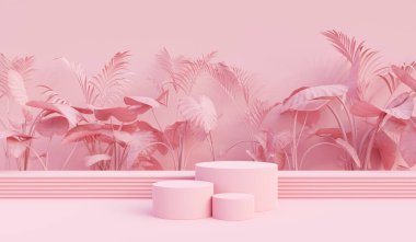 Arkaplan vektörü 3d pembe renkle podyum ve minimum pembe sahne, minimal podyum ürünü arka plan 3d geometrik şekil pembe pastel. Ürün için sahne arka planda hafif stüdyo
