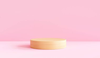 Soyut sahne pastel rengini taklit et. Ürün için geometri şekilli podyum arka planı. 3 boyutlu ahşap işleme