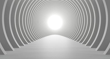 Beyaz mimari daire. Soyut iç tasarım. 3D Modern mimari Render. Futuristik binada inşaat. Geometrik yapısı