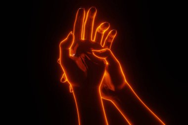 El ağrısı kavramına ön bakış. Arkadaki ışık parlıyor.