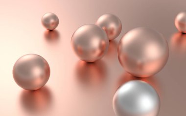 Silver sphere ball among pink sphere balls stand out from the crowd concept isolated on pink background with shadow and reflection. 3D rendering.