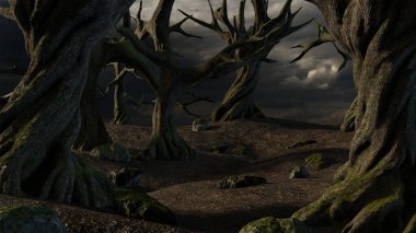 Derin tropik korku ormanı Karanlıkta gizemli orman